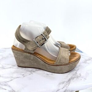 Clarks Artisan Aisley Orchid Suede Leather‎ Wedge Platform Sandals 9M Boho Indie
